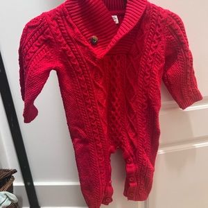Janie and Jack red sweater onesie size 0-3 months